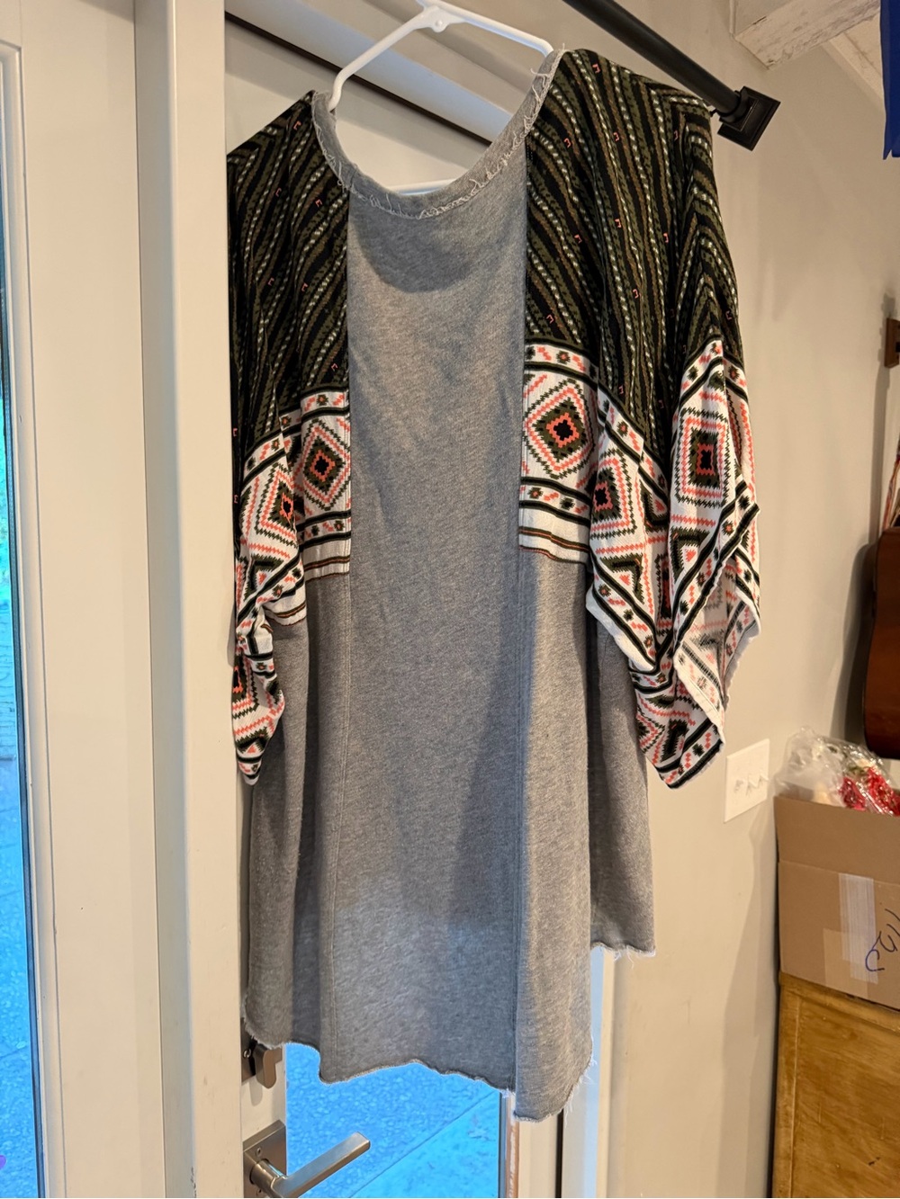 Free People Light Gray Asymmetrical 3/4 sleeve Unit - Picture 2 of 3